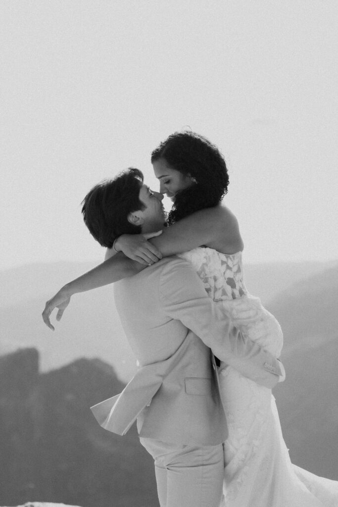 A swinging bridge Elopement with Family, Dogs, and Sunset Vows at Taft Point
