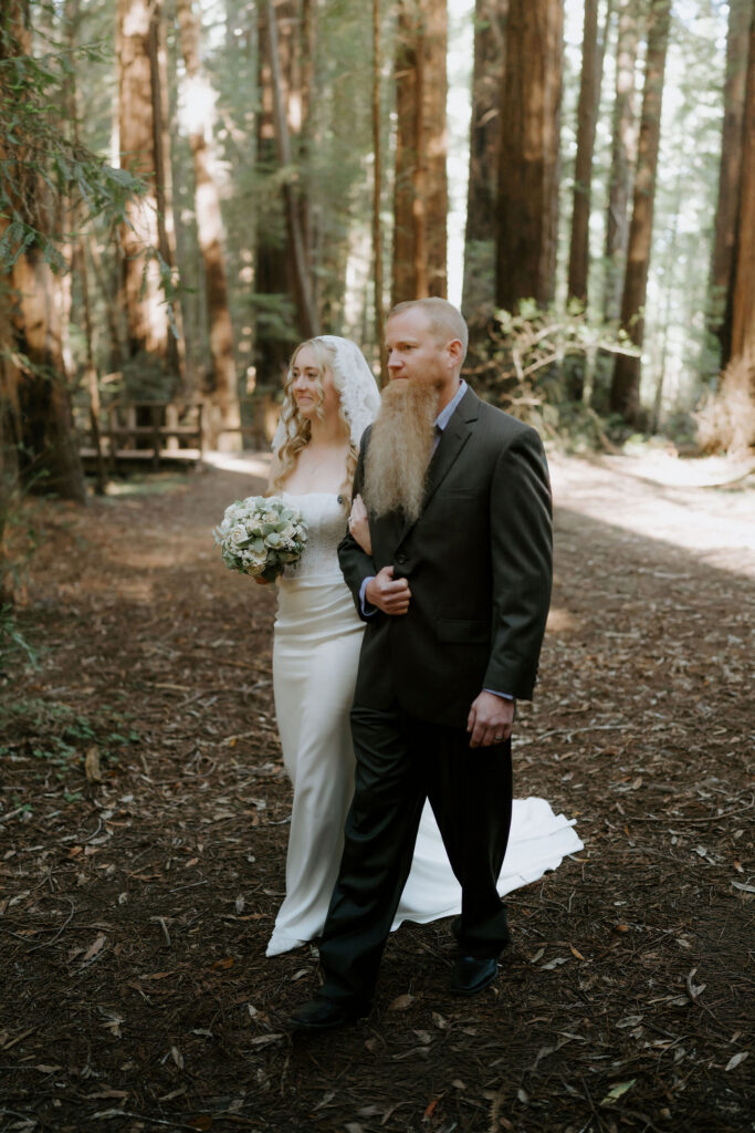 cute picture of the bride walking down the aisle