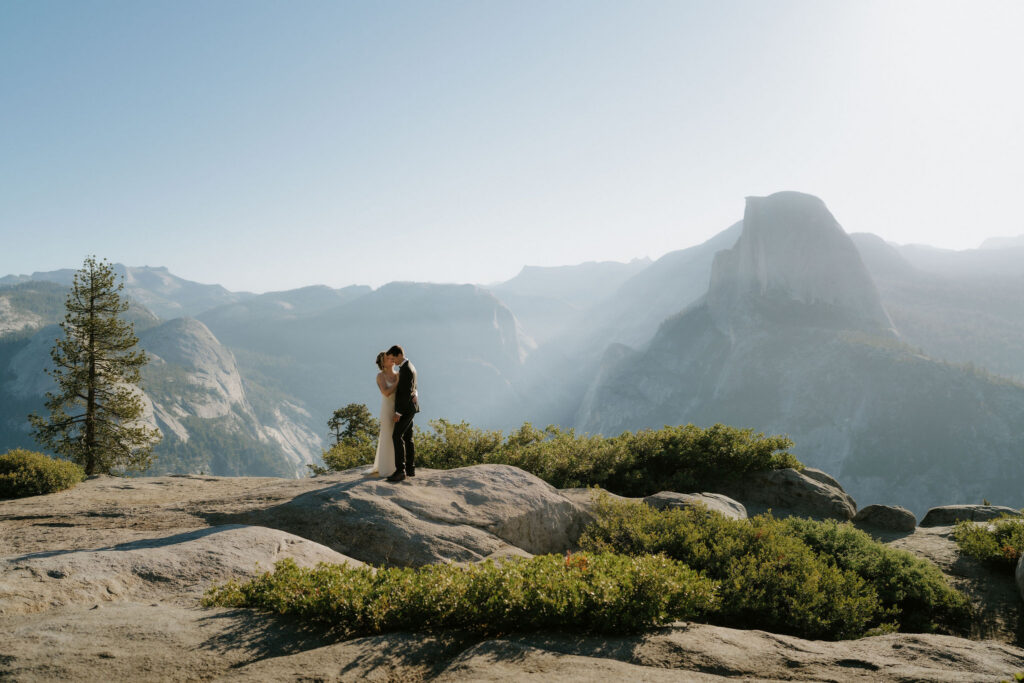 cute portrait of the bride and groom hugging