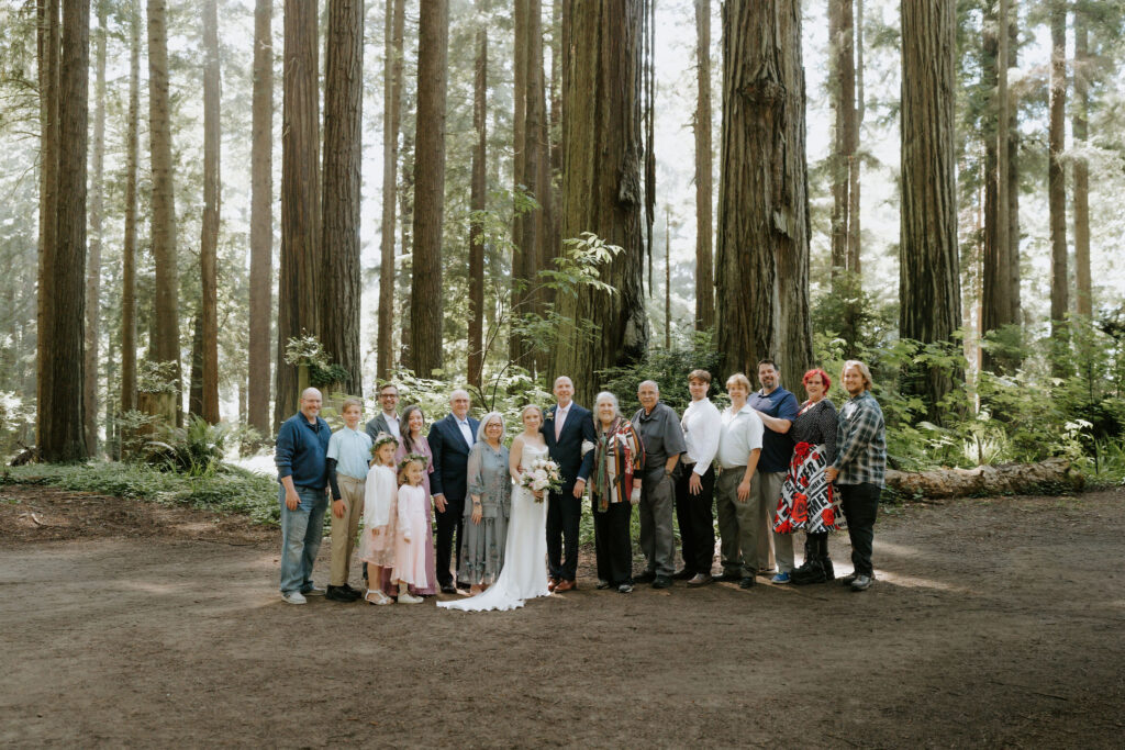 cute picture of the newlyweds and their wedding guests