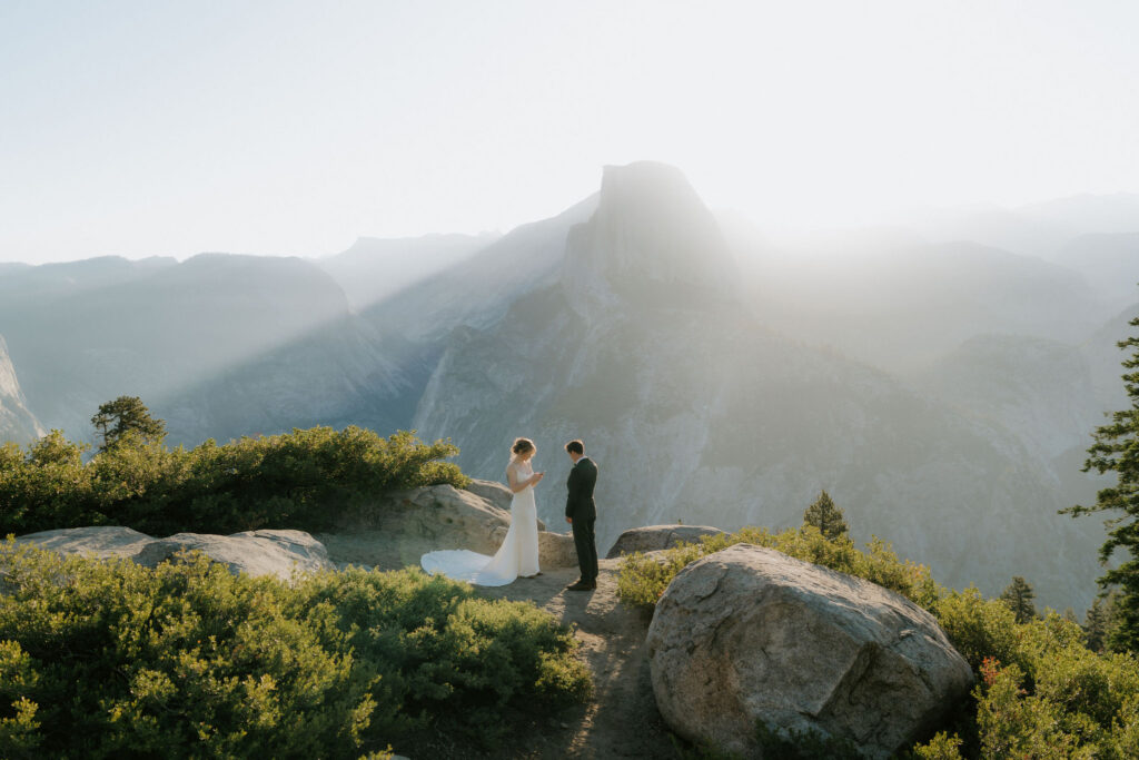bride and groom at their private vows