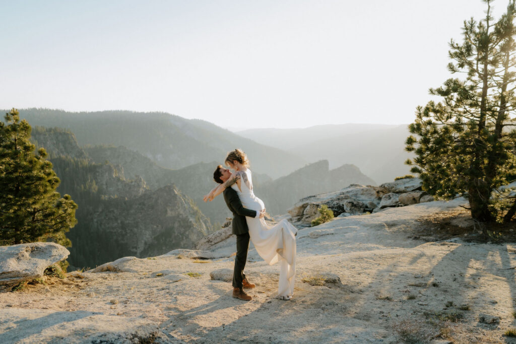 newlyweds at their fun bridal portraits