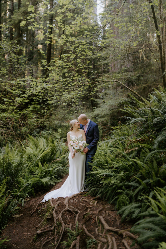 picture of the bride and groom kissing