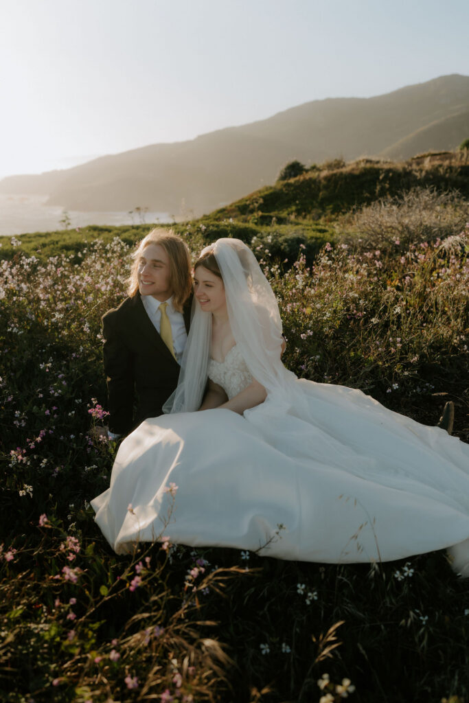 Beautiful picture of the newly married couple hugging