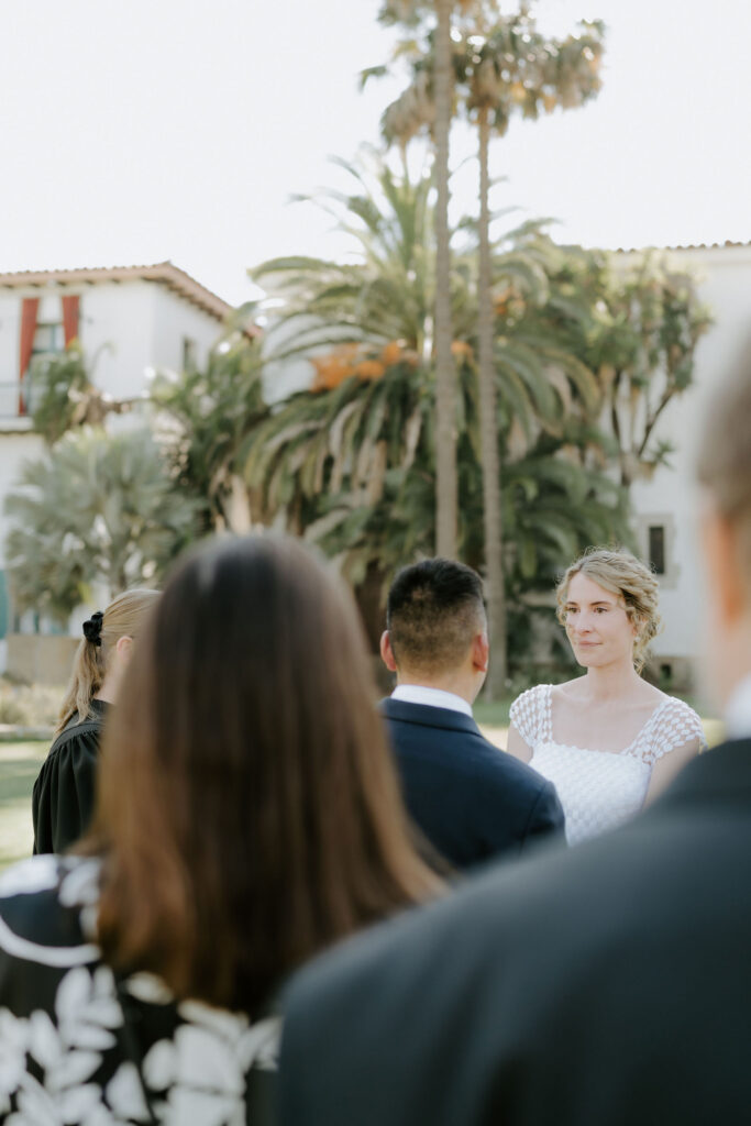 bride and groom emotional during their ceremony