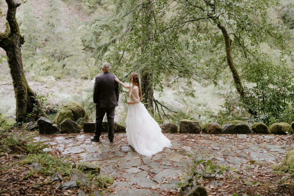 bride and groom at their intimate first look