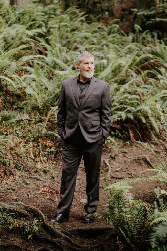Portrait of the groom at his intimate elopement