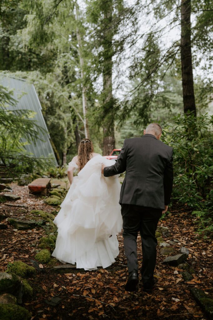 Bride and groom at their intimate redwoods elopement