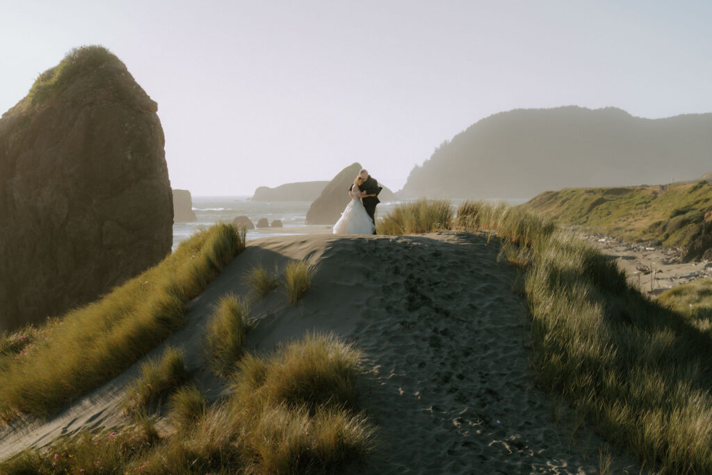 Romantic bridal session during golden hour