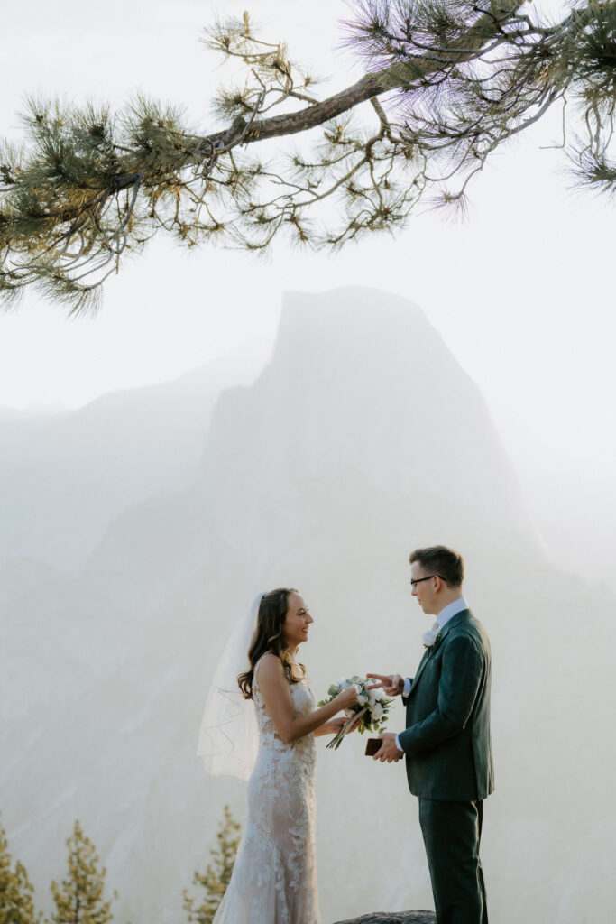bride and groom at their dream elopement in yosemite