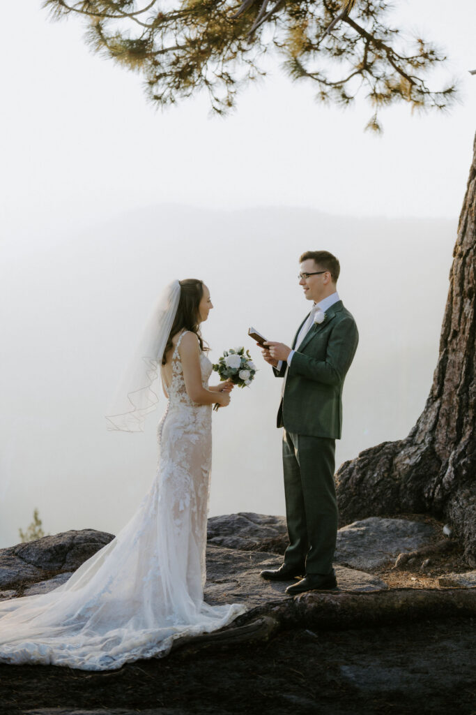 bride and groom emotional during their vows