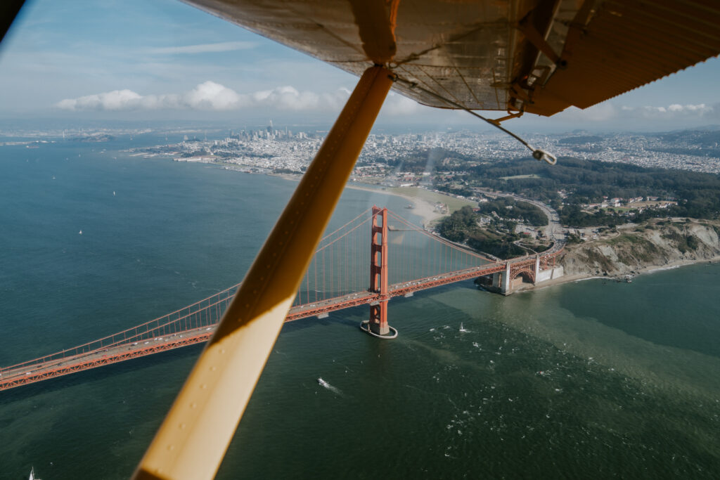 golden gate bridge from a seaplane