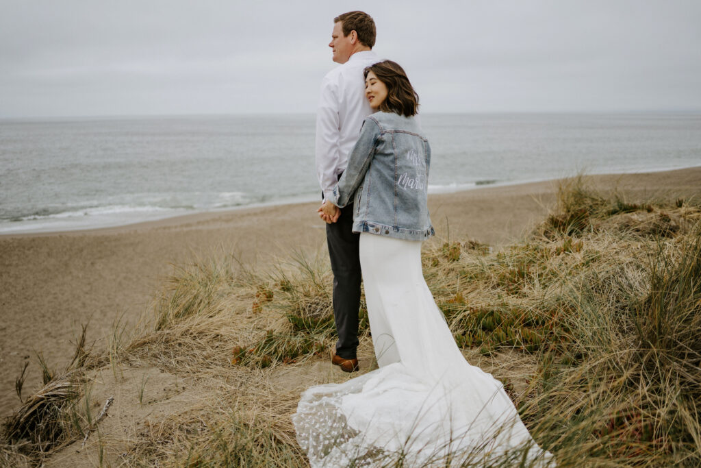 point reyes adventure elopement couple on the beach